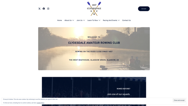 Screenshot of the Clydesdale Amateur Rowing Club website