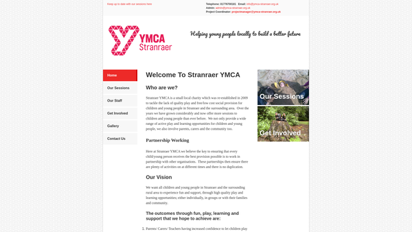 Screenshot of the Stranraer YMCA website