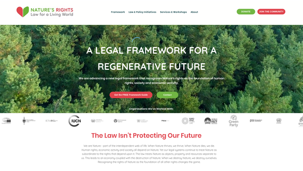 Screenshot of the Nature’s Rights website