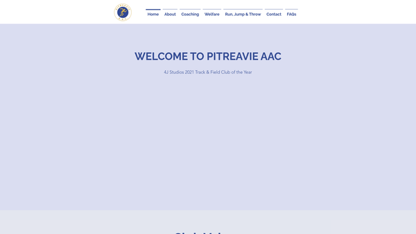 Screenshot of the Pitreavie Amateur Athletic Club website