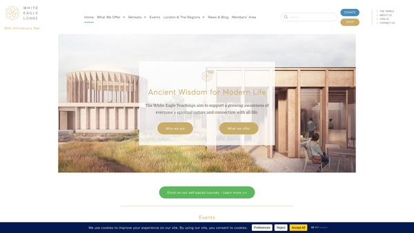 Screenshot of the The White Eagle Lodge website