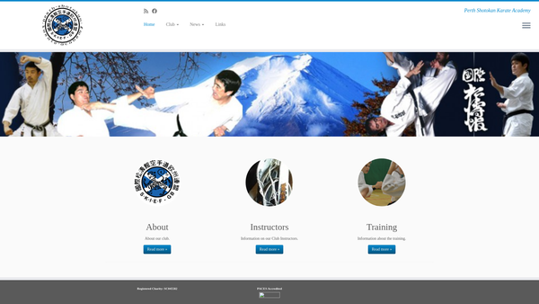 Screenshot of the Perth Shotokan Karate Academy SCIO website
