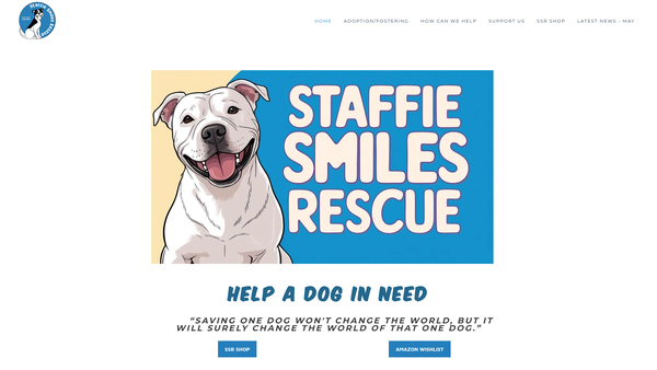 Screenshot of the Staffie Smiles Rescue website