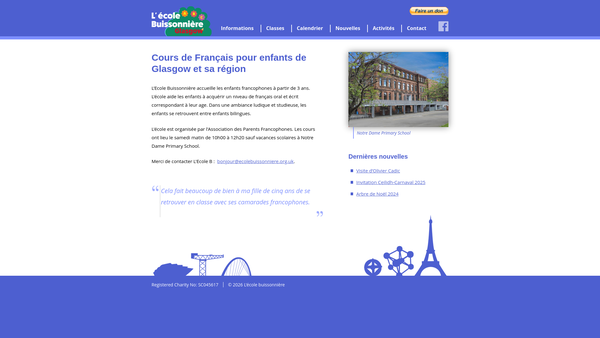 Screenshot of the Association des Parents Francophones website