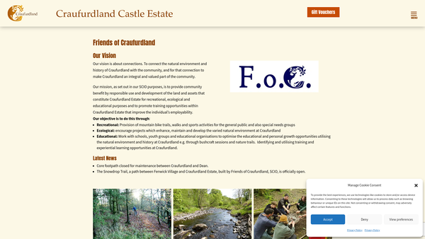 Screenshot of the Friends of Craufurdland SCIO website