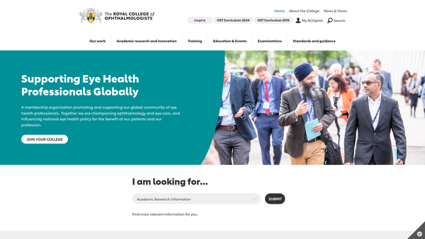 Screenshot of the The Royal College of Ophthalmologists website