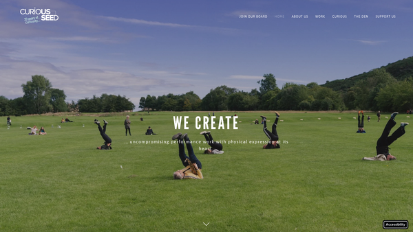 Screenshot of the Curious Seed website