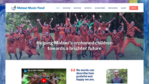 Screenshot of the Malawi Music Fund website