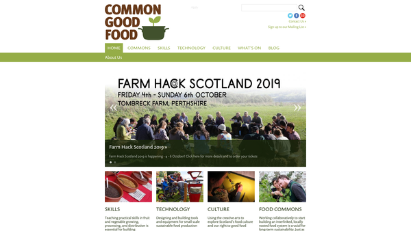 Screenshot of the Common Good Food website