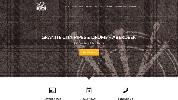 Screenshot of the Granite City Pipes & Drums website