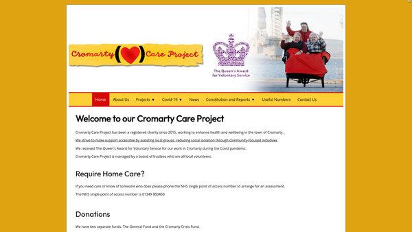 Screenshot of the Cromarty Care Project website