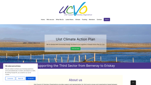 Screenshot of the Ucvo website