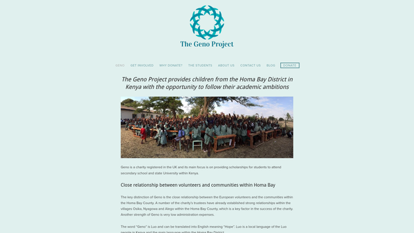 Screenshot of the The GENO Project website