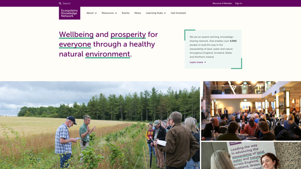 Screenshot of the Ecosystems Knowledge Network website