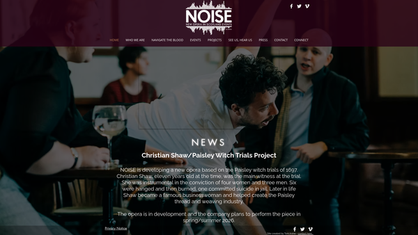 Screenshot of the New Opera in Scotland Events website