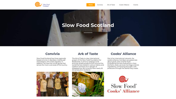 Screenshot of the Slow Food Scotland website