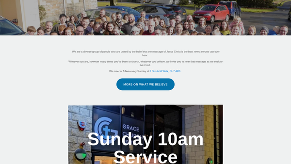 Screenshot of the Grace Church Leith website