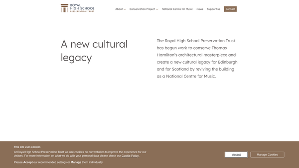 Screenshot of the Royal High School Preservation Trust website