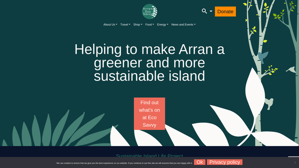 Screenshot of the Arran Eco Savvy Community SCIO website