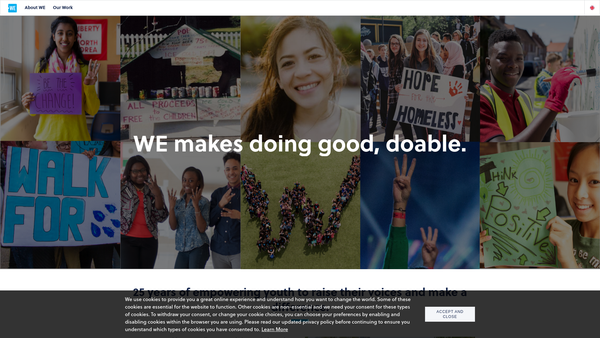 Screenshot of the Free The Children UK website