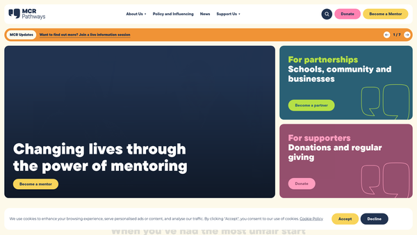 Screenshot of the MCR Pathways website