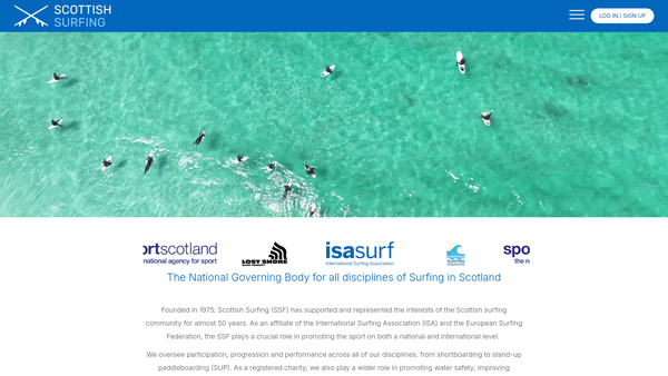 Screenshot of the Scottish Surfing Federation website