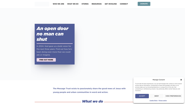Screenshot of the The Message Trust website