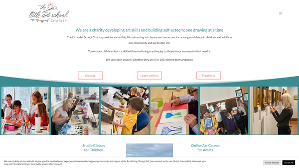Screenshot of the The Little Art School Charity SCIO website