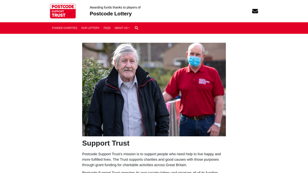 Screenshot of the Postcode Support Trust website