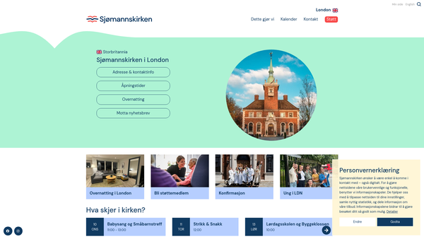 Screenshot of the The Norwegian Church and Seamen's Mission website