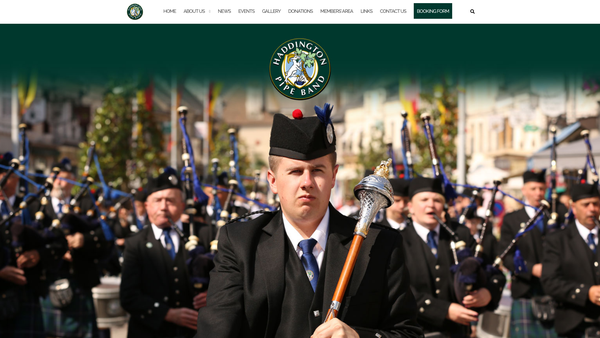 Screenshot of the Haddington Pipe Band website