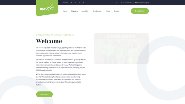 Screenshot of the We Too! SCIO website