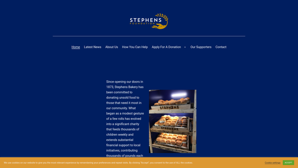 Screenshot of the Stephens Bakery Foundation website