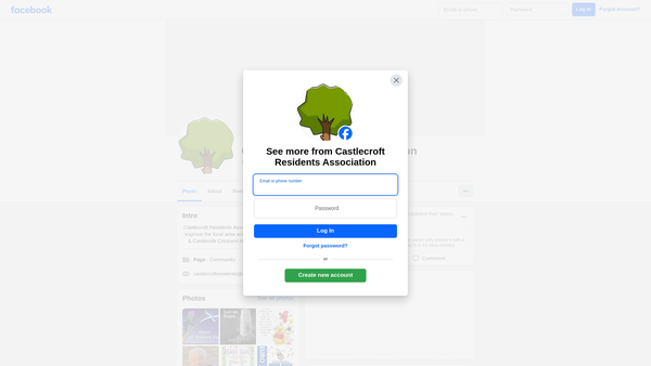 Screenshot of the Castlecroft Residents Association website