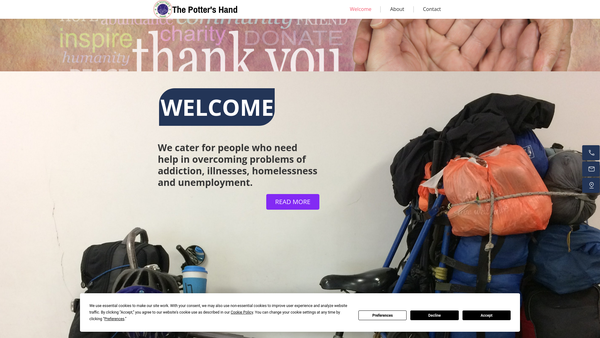 Screenshot of the The Potter's Hand website