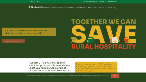 Screenshot of the Plunkett Foundation website