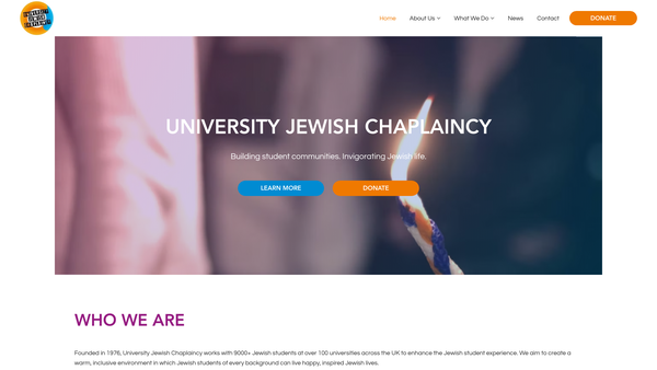 Screenshot of the University Jewish Chaplaincy website