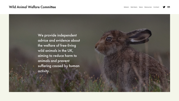 Screenshot of the The Wild Animal Welfare Committee website