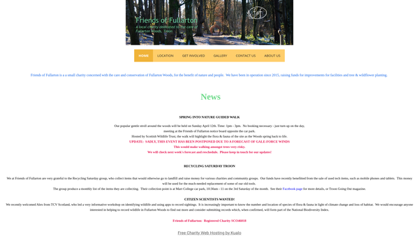 Screenshot of the Friends of Fullarton website