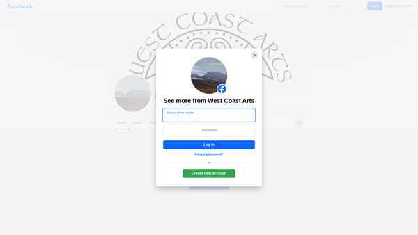 Screenshot of the West Coast Arts (SCIO) website