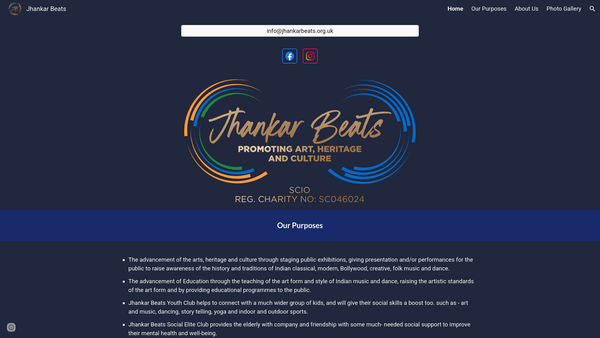 Screenshot of the Jhankar Beats SCIO website