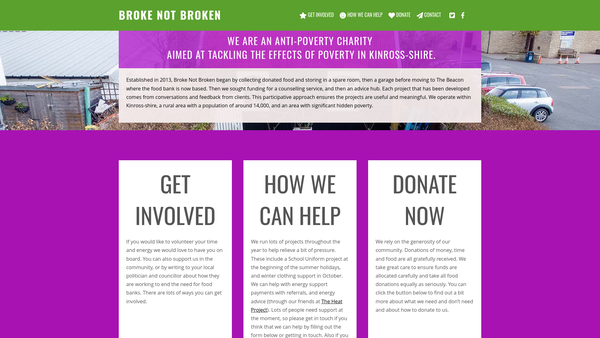 Screenshot of the Broke Not Broken website