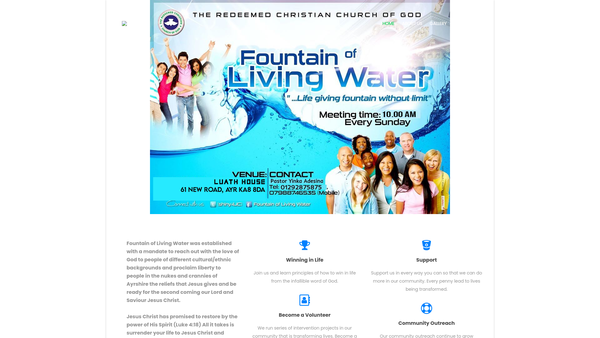 Screenshot of the RCCG - The Fountain of Living Water website
