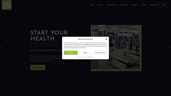 Screenshot of the Moray Sports Foundation website