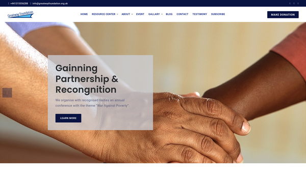Screenshot of the Greatway Foundation website
