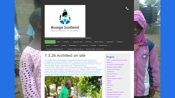 Screenshot of the Busega Scotland website