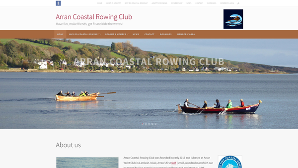 Screenshot of the The Arran Coastal Rowing Club website
