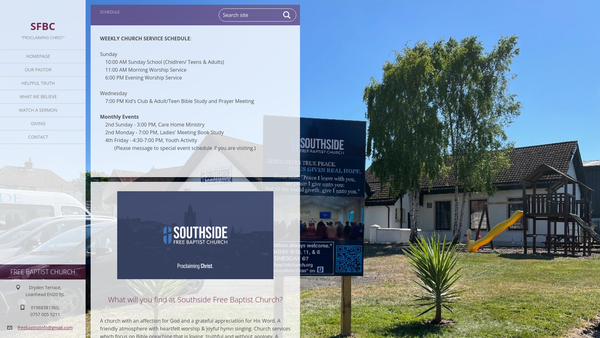 Screenshot of the Free Baptist Church website