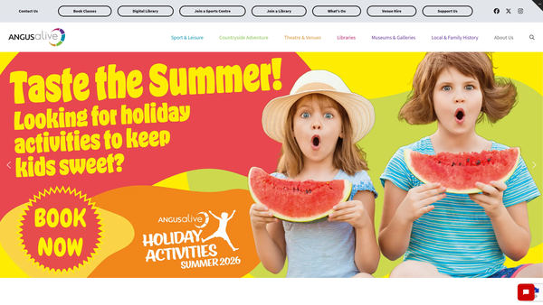 Screenshot of the Angus Alive website