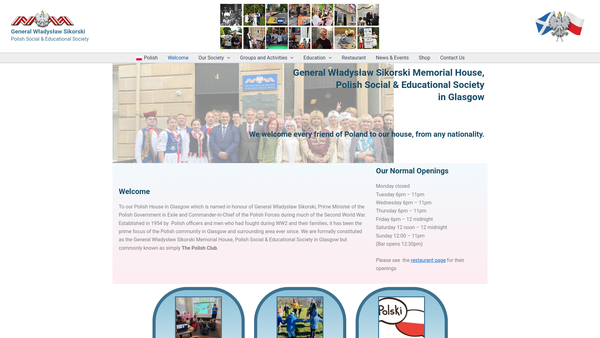 Screenshot of the The General Wladyslaw Sikorski Memorial House Polish Social and Educational Society in Glasgow website